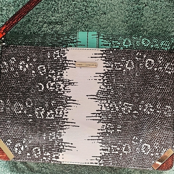 Rebecca Minkoff Adjustable Strap multicolored purse W turn Closure 11x8.5 - Picture 12 of 14